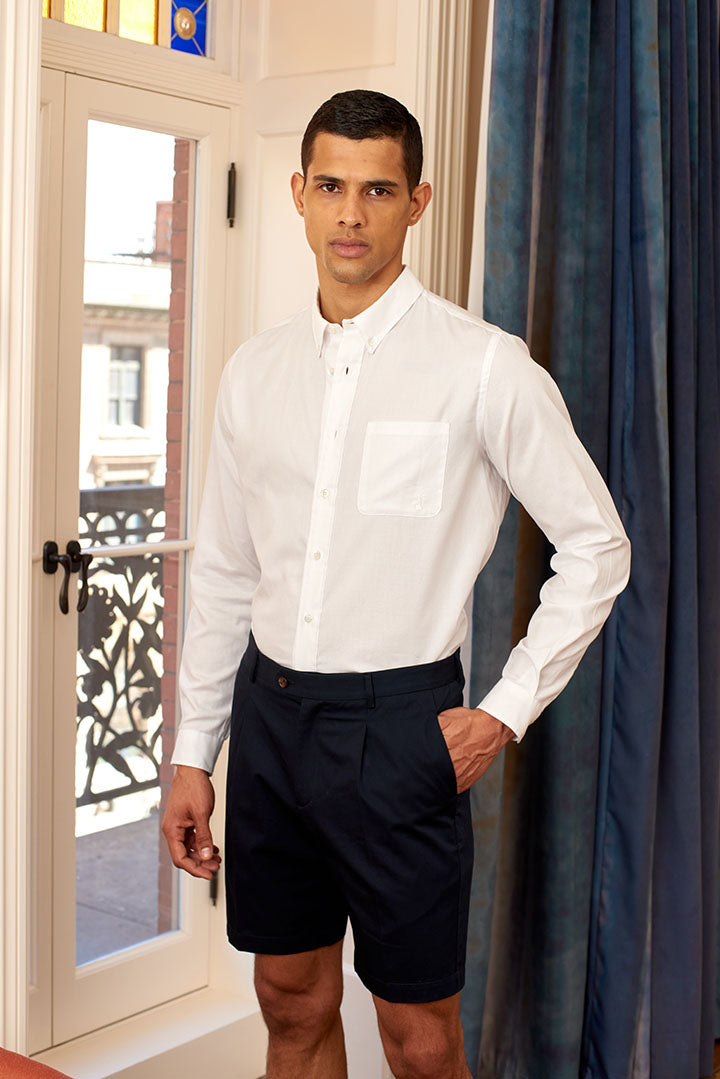 Pleated Short - Navy