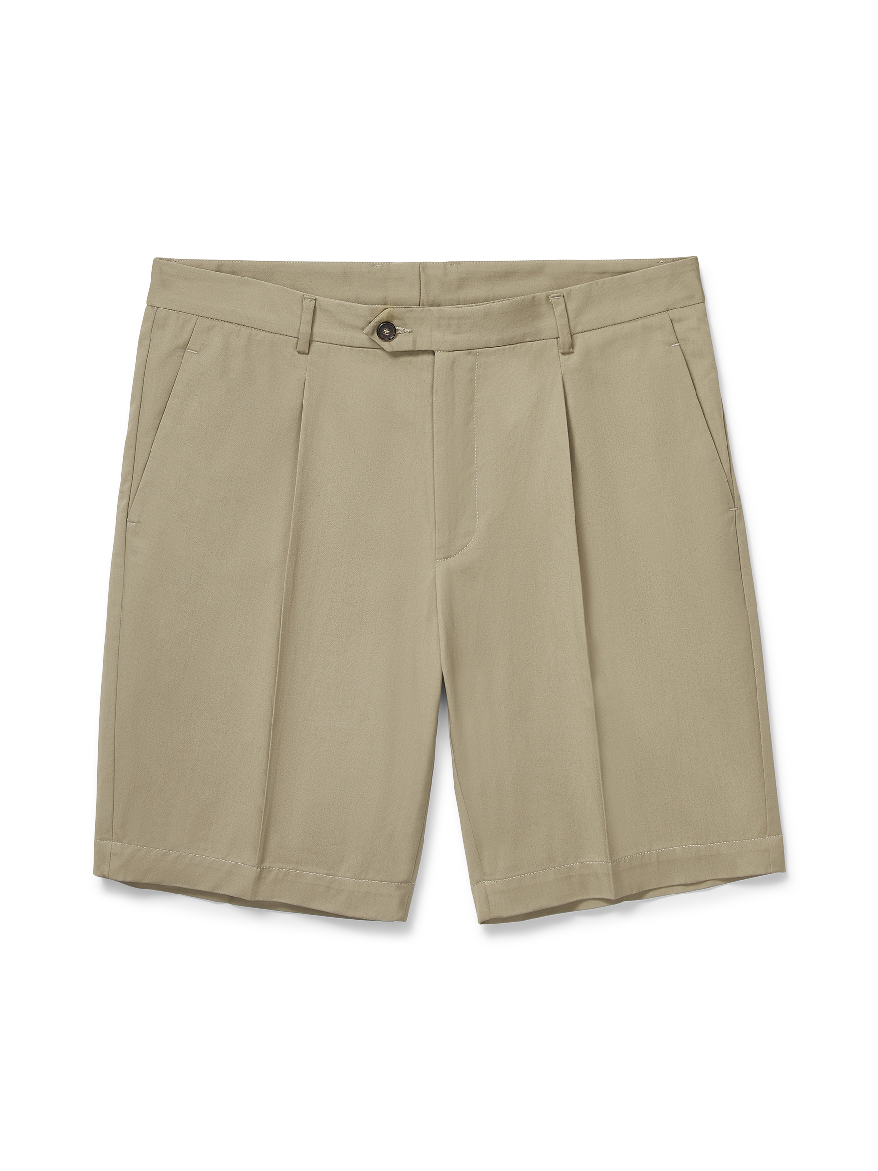 Pleated Short | 100% Cotton Twill | Taupe