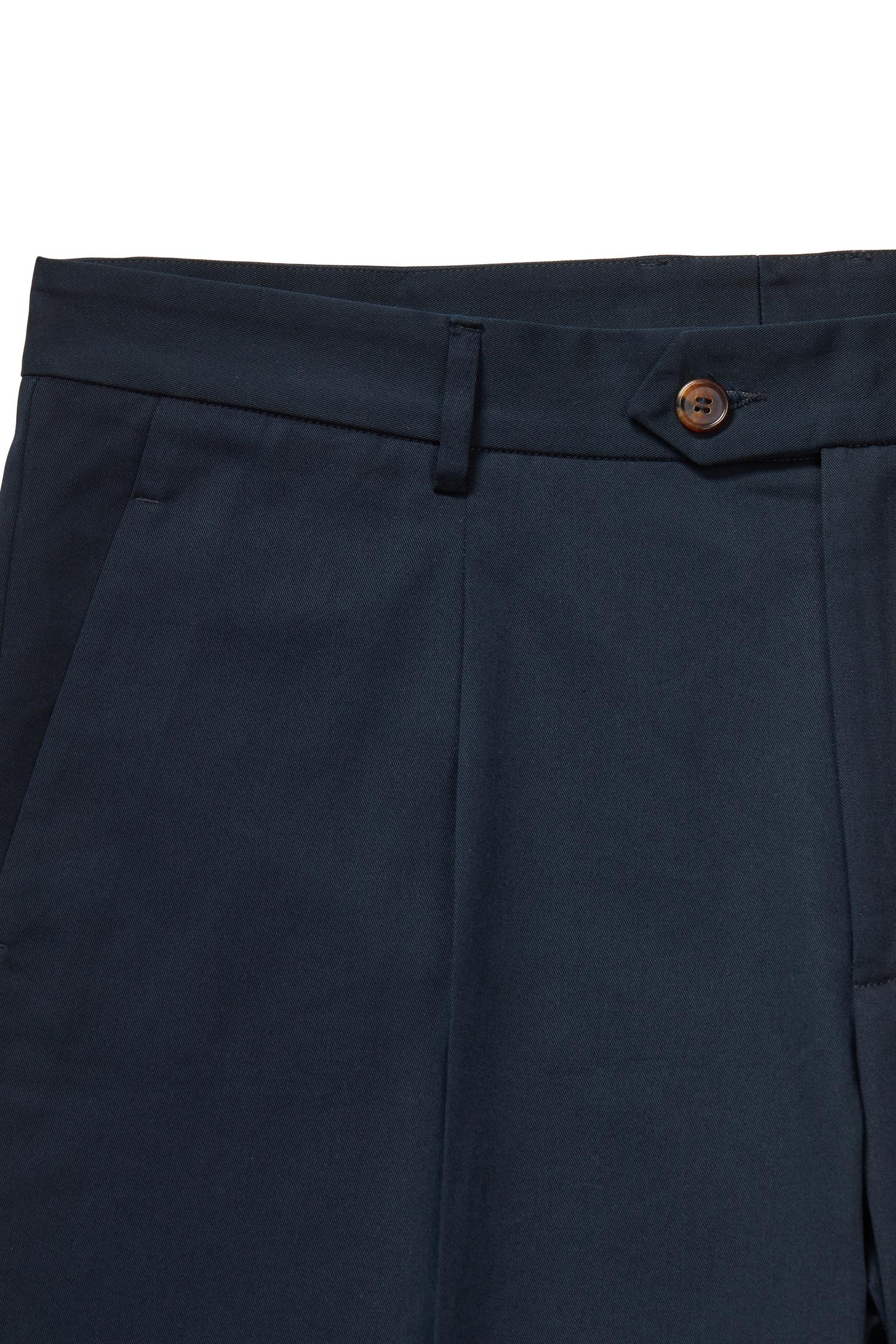 Cotton Twill Pleated Short - Navy