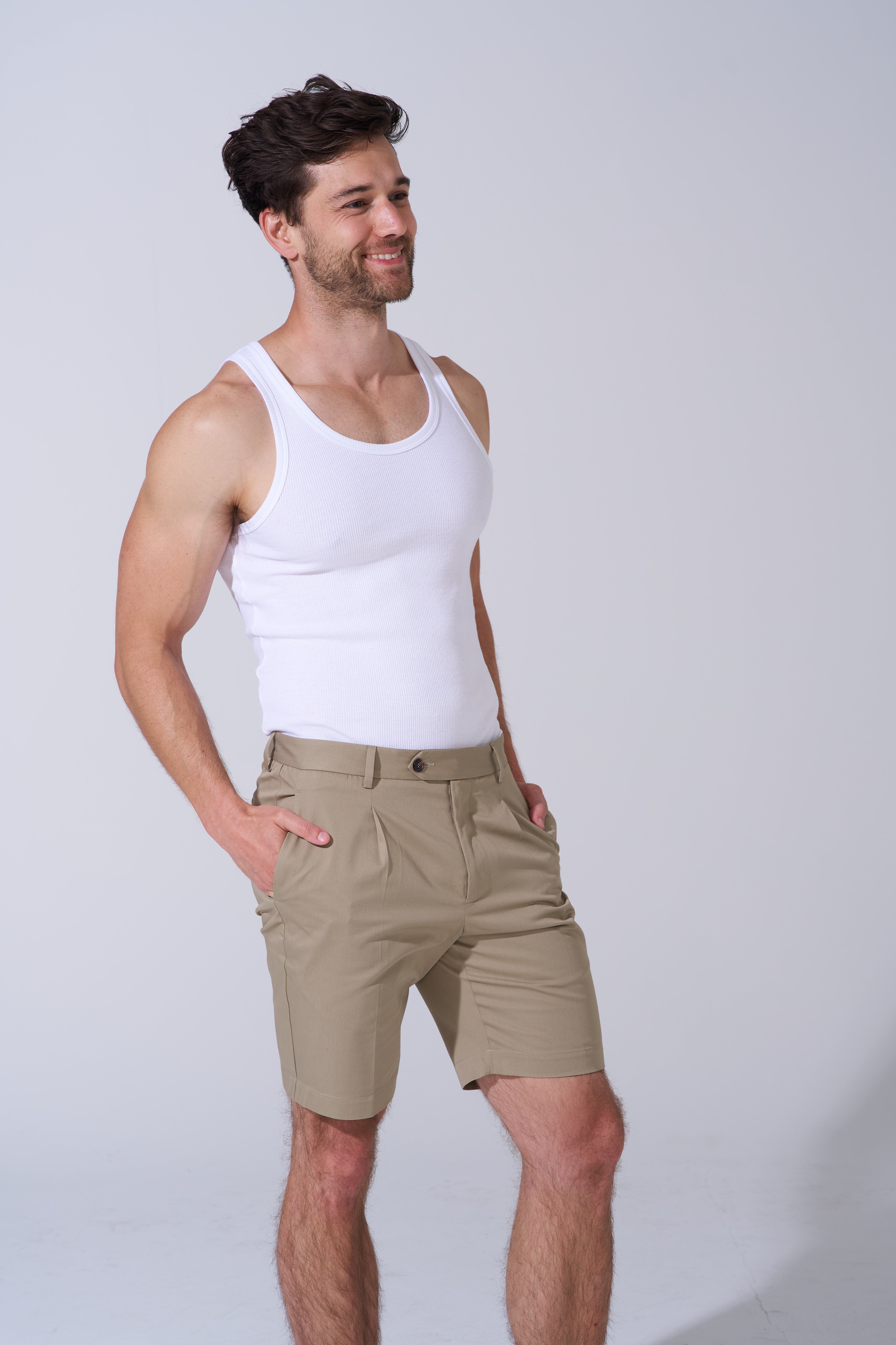 Pleated Short | 100% Cotton Twill | Navy
