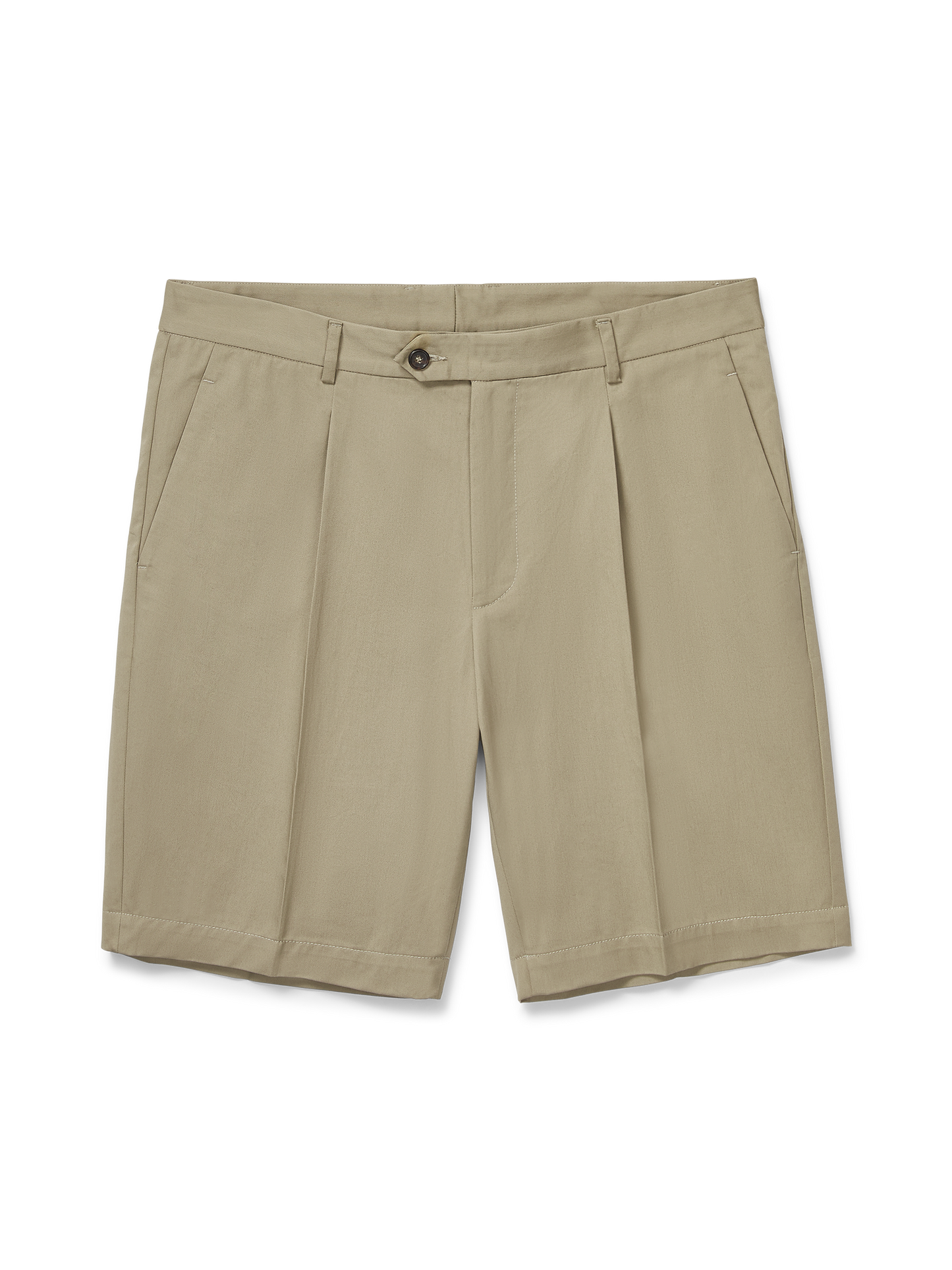 Cotton Twill Pleated Short - Taupe