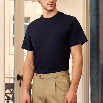 Classic T-Shirt in Italian Stretch Cotton - Navy